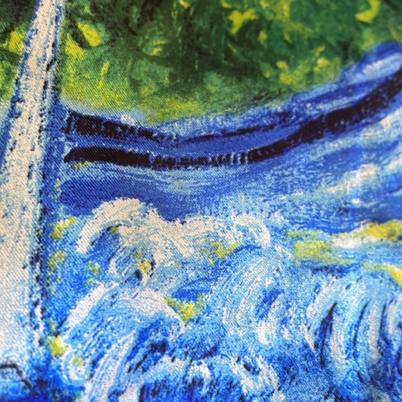 Van Gogh Starry Nights 100% silk feeling 34” x 35” scarf - Picture 8 of 11